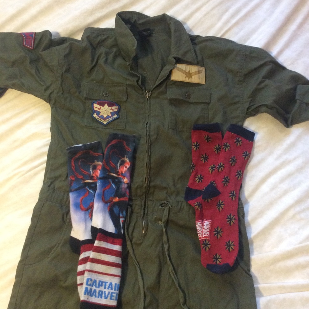 Captain Marvel Bundle- Huge Deal!! Socks + Romper